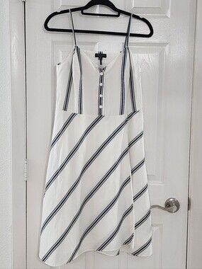 Rag & Bone White Stripe Cotton Linen Dress - Size XS/TP